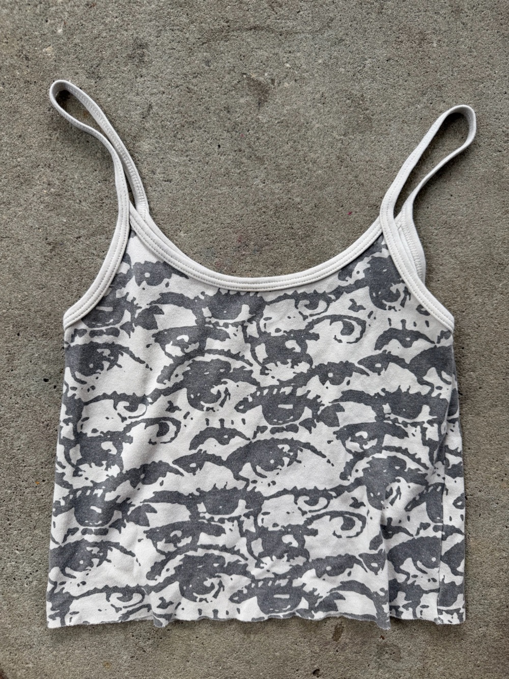 Gray and White Printed Tank